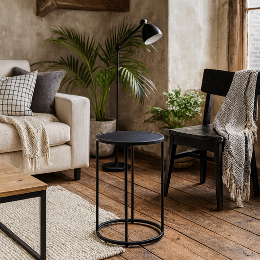 El Paso Black Metal Small Round Side Table