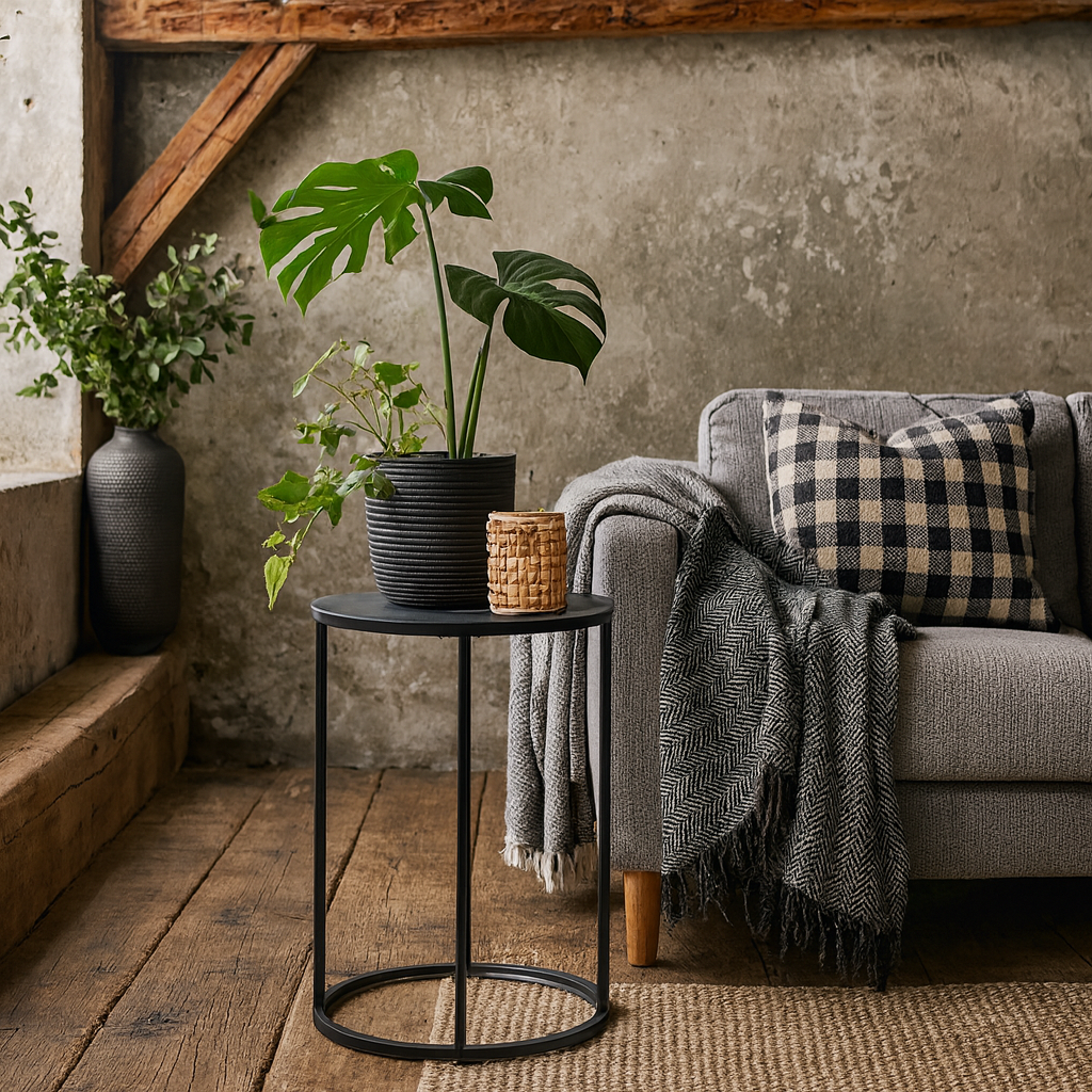 El Paso Black Metal Small Round Side Table