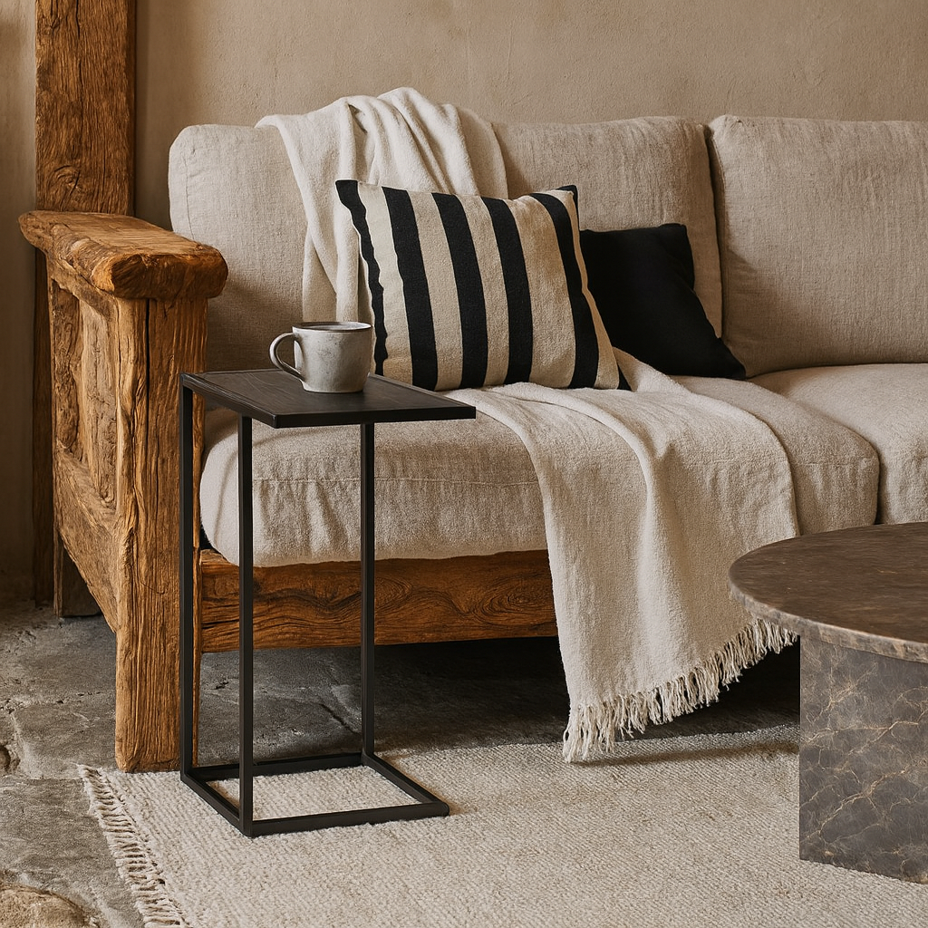 El Paso Black Metal Side Table Metal Base