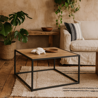 El Paso Black Metal and Wild Oak Veneer Coffee Table