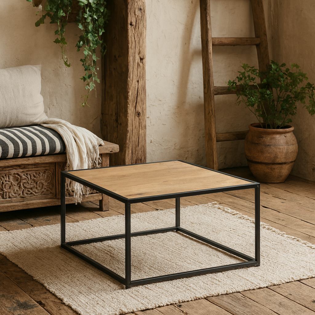 El Paso Black Metal and Wild Oak Veneer Coffee Table