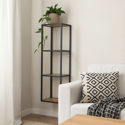 El Paso Black Metal and Wild Oak Veneer Wall Shelf