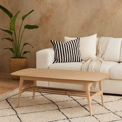 Milan Oak Veneer Coffee Table with Lower Shelf