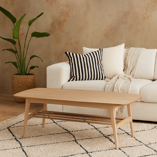 Milan Oak Veneer Coffee Table with Lower Shelf