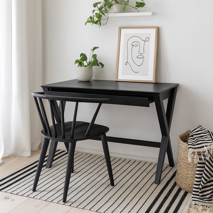 Verona Black Oak Veneer Desk with Drawer