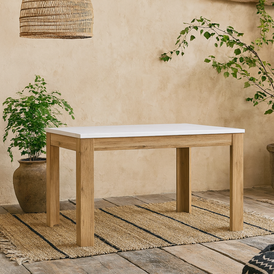 Zaragoza 207cm Extendable Light Grey Dining Table with Oak Top