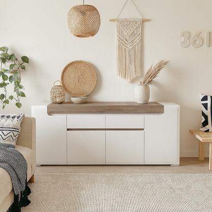 Lisbon Wide 4 Door 2 Drawer Sideboard Modern with LED Lighting