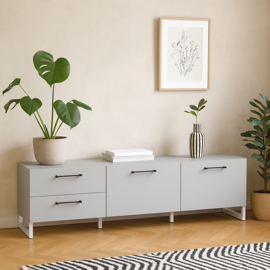 Coimbra Light Grey TV Unit 2 Doors 2 Drawers