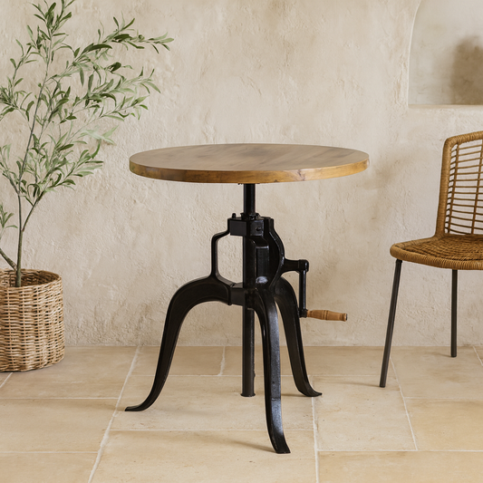 San Diego Adjustable Harwood Round Bar Bistro Table