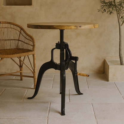 San Diego Adjustable Harwood Round Bar Bistro Table