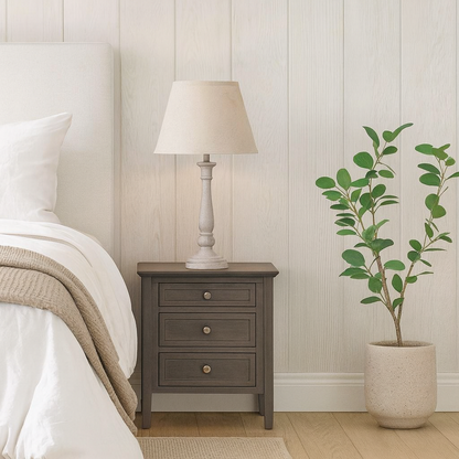 Piana Slim Natural Wooden Table Lamp With Linen Shade