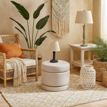 Venice Soft Grey Swivel Footstool