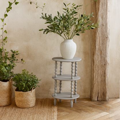 Thu Tall 3 Tier Grey Wood Round Side Table
