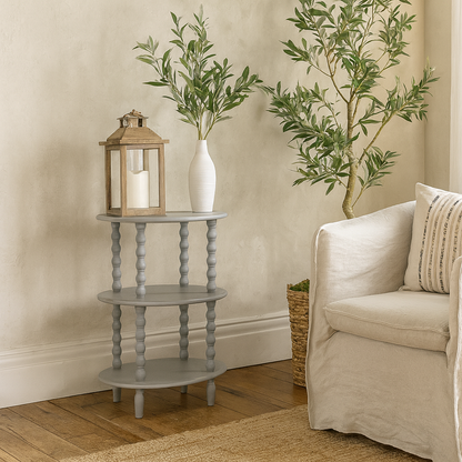 Thu Tall 3 Tier Grey Wood Round Side Table
