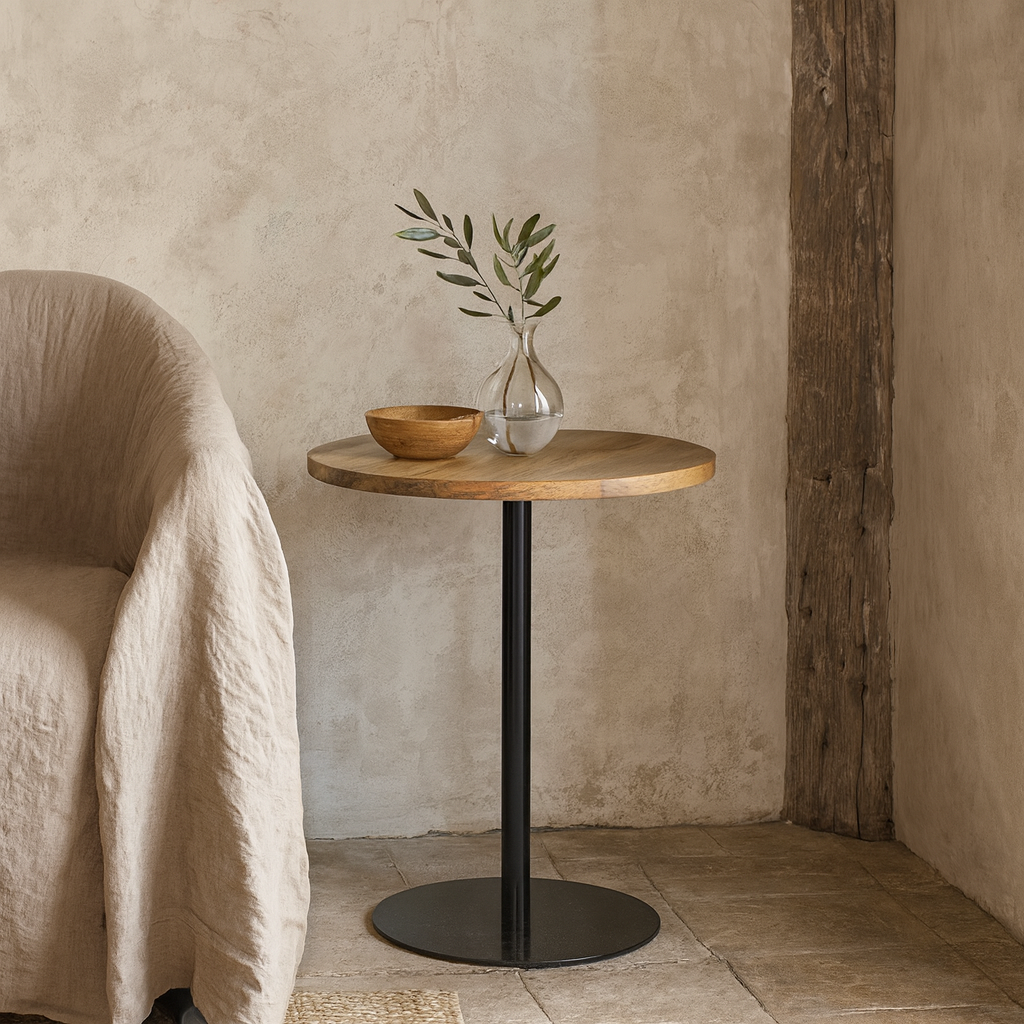 San Diego Hardwood Bar Table with Black Metal Based