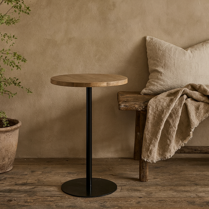 San Diego Hardwood Bar Table with Black Metal Based