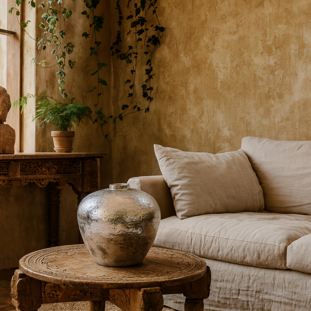 Hammered Silver Ceramic Vase