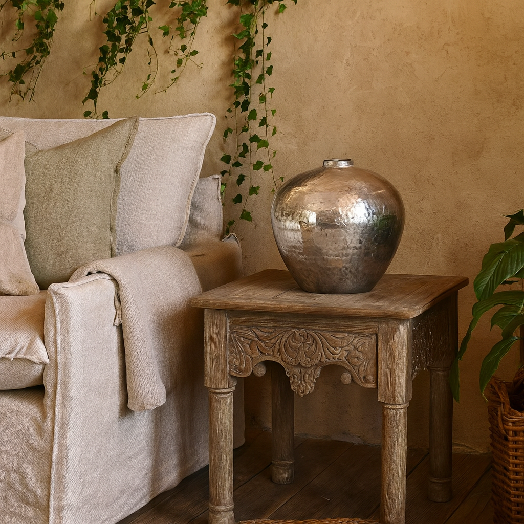 Hammered Silver Ceramic Vase