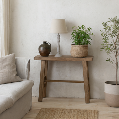 Giverny White Washed Turned Wooden Pillar Table Lamp With Cream Linen Shade