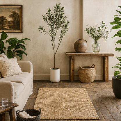 150cm Tall Mediterranean Artificial Olive Tree In White Ceramic Pot