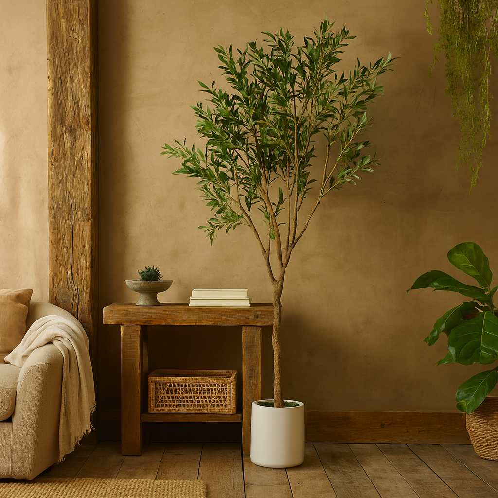 240cm Tall Mediterranean  Artificial Olive Tree In White Ceramic Pot