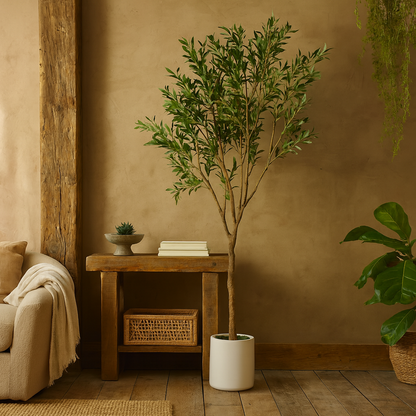 240cm Tall Mediterranean  Artificial Olive Tree In White Ceramic Pot