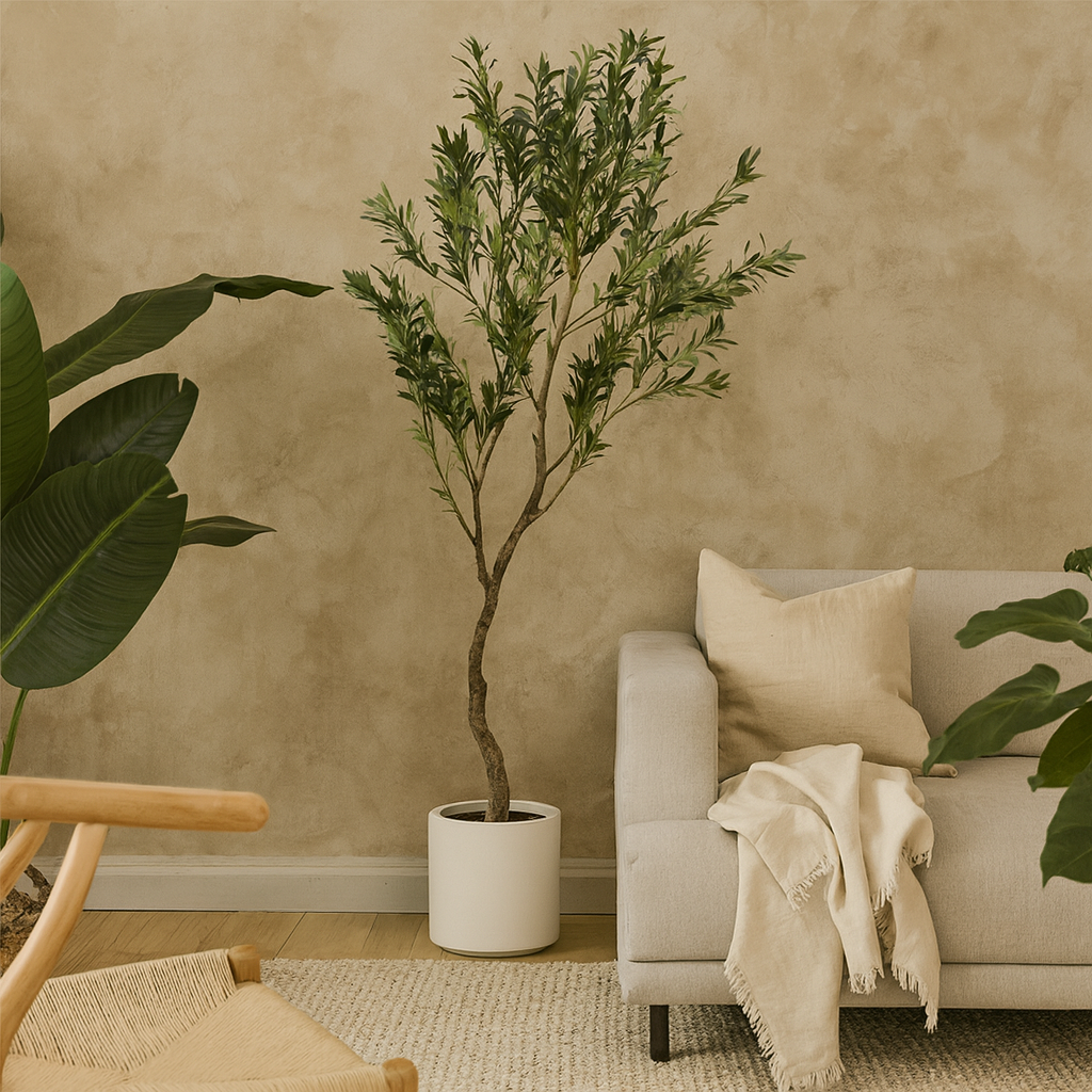 200cm Tall Mediterranean Artificial Olive Tree In White Ceramic Pot