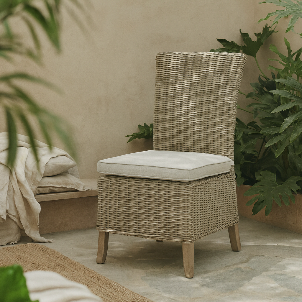 Sorrento Outdoor Grey Wicker Dining Chair with Cushion