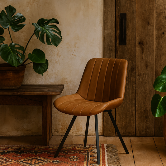 Montagny Tan Brown Ribbed Upholstered Dining Chair