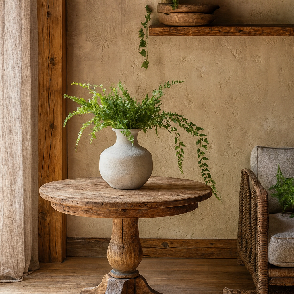 Terra White Stoneware Squat Textured Ceramic Vase