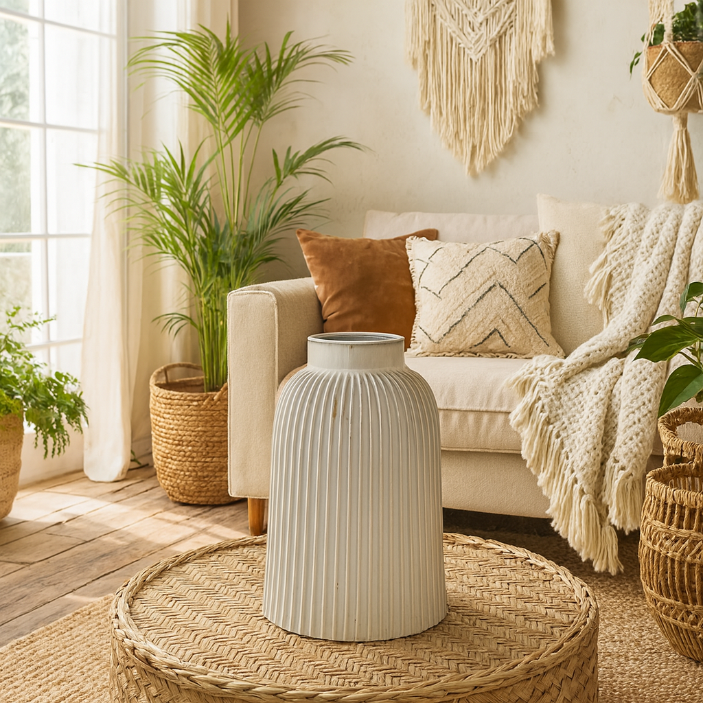 Forge Large White Ceramic Bell Vase