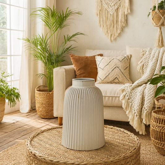 Forge Large White Ceramic Bell Vase