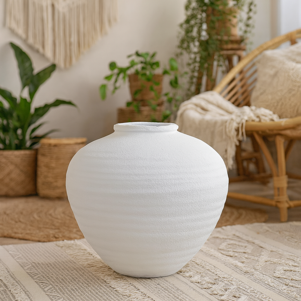 Sagebloom Matt White Textured Ceramic Vase