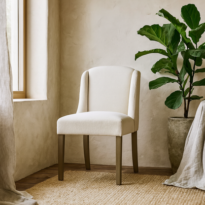 Olargues Cream Boucle Upholstered Dining Chair Pared Back