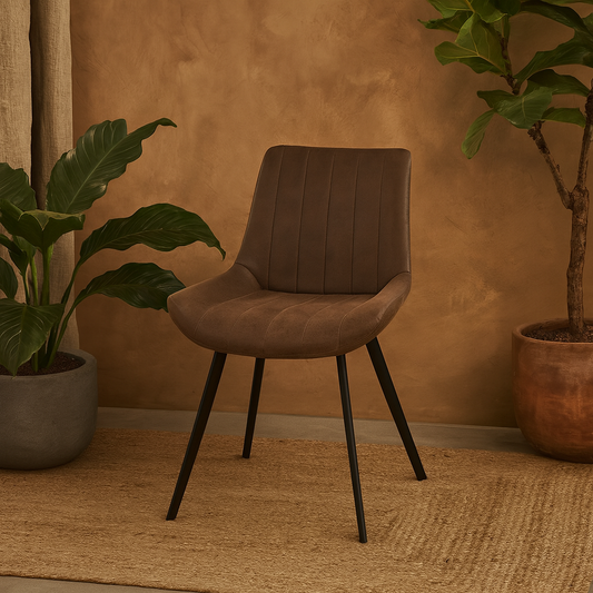 Montagny Coffee Brown Ribbed Upholstered Dining Chair