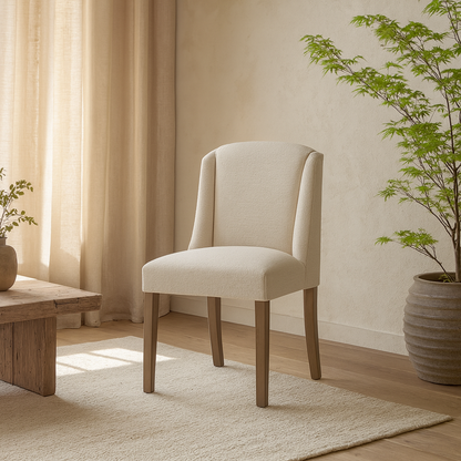 Olargues Cream Boucle Upholstered Dining Chair Pared Back
