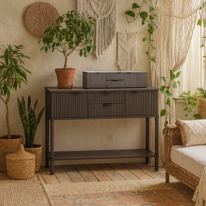 Sagevale 2 Drawer 2 Door Ribbed Console Table