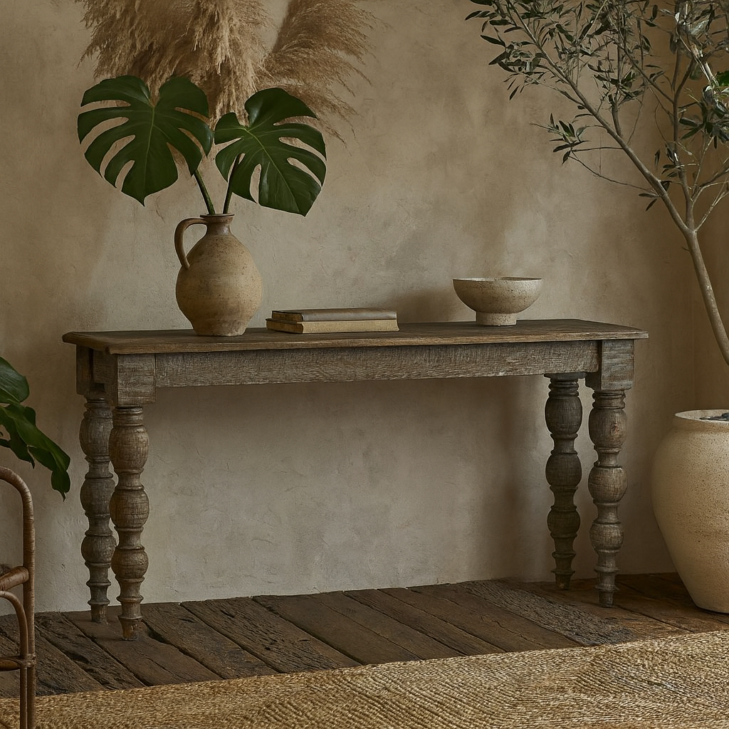 Montaine Mid Century Wide Brown Wood Console Table