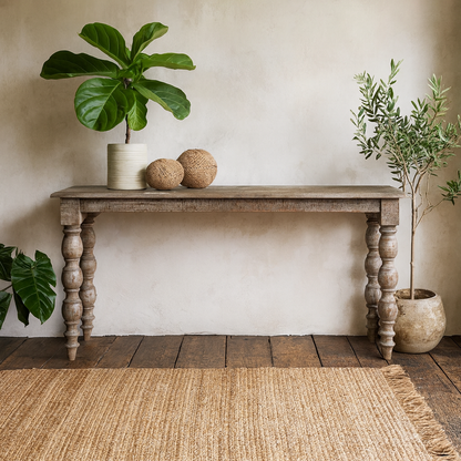 Montaine Mid Century Wide Brown Wood Console Table