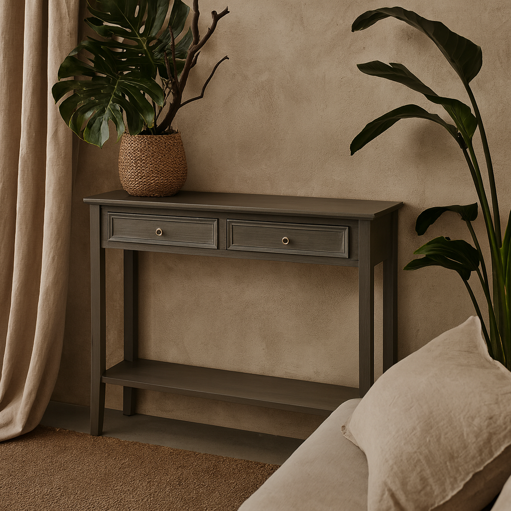 Laurelbrook Two Drawer Console Table Bottom Shelf