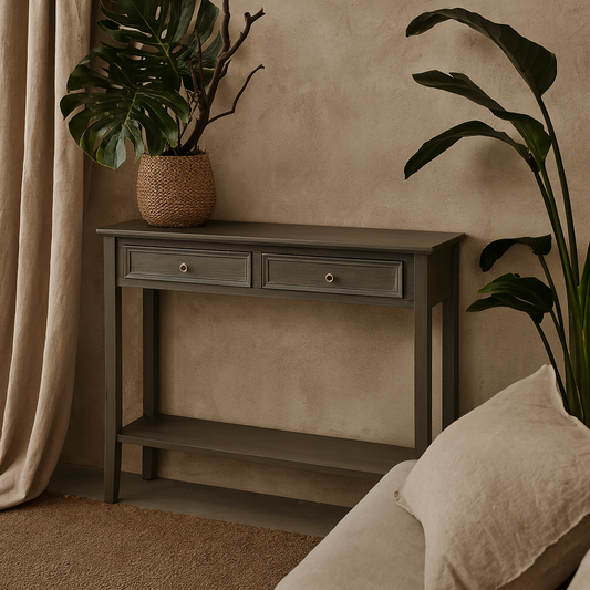 Laurelbrook Two Drawer Console Table Bottom Shelf