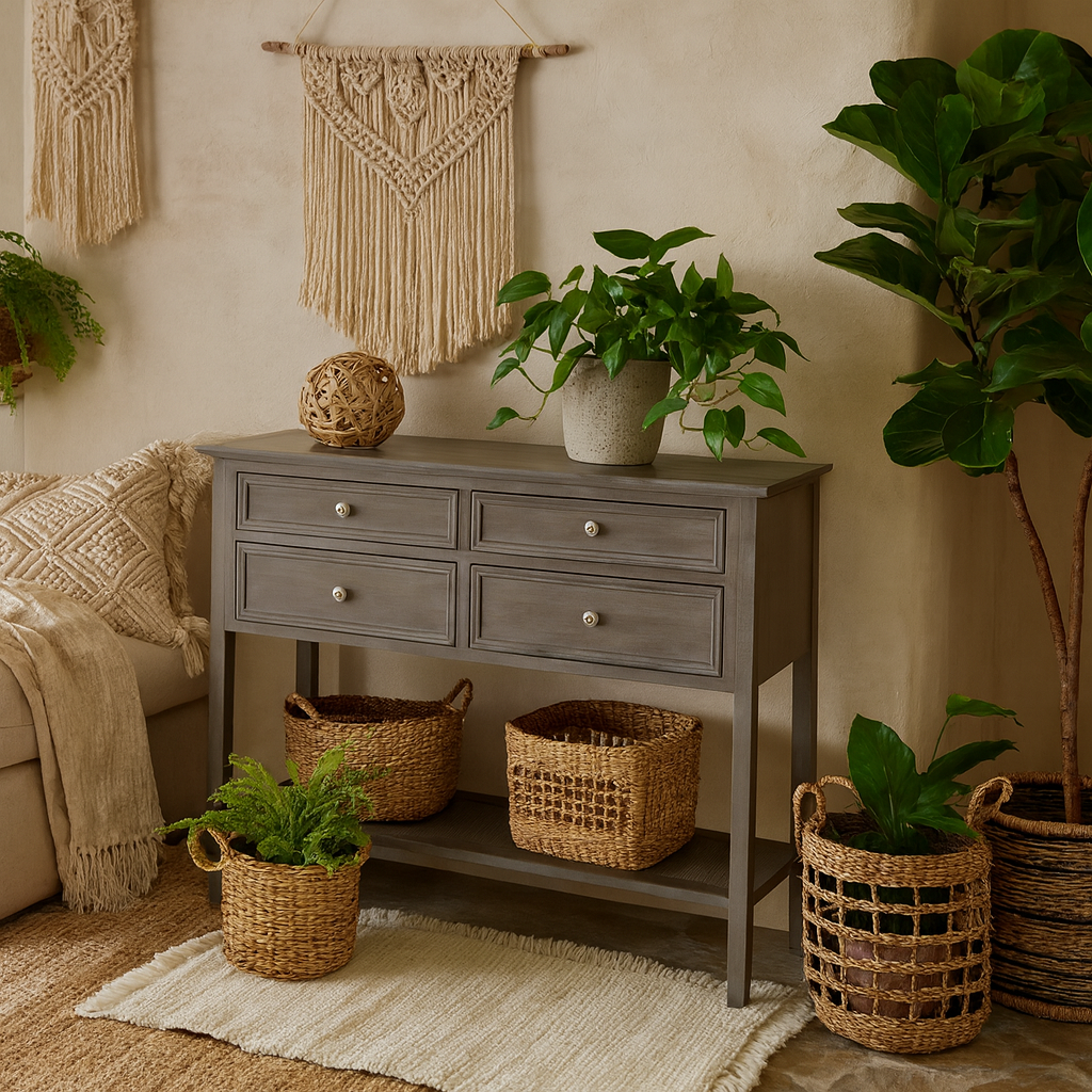 Laurelbrook Two Over Two Console 4 Drawers Bottom Shelf