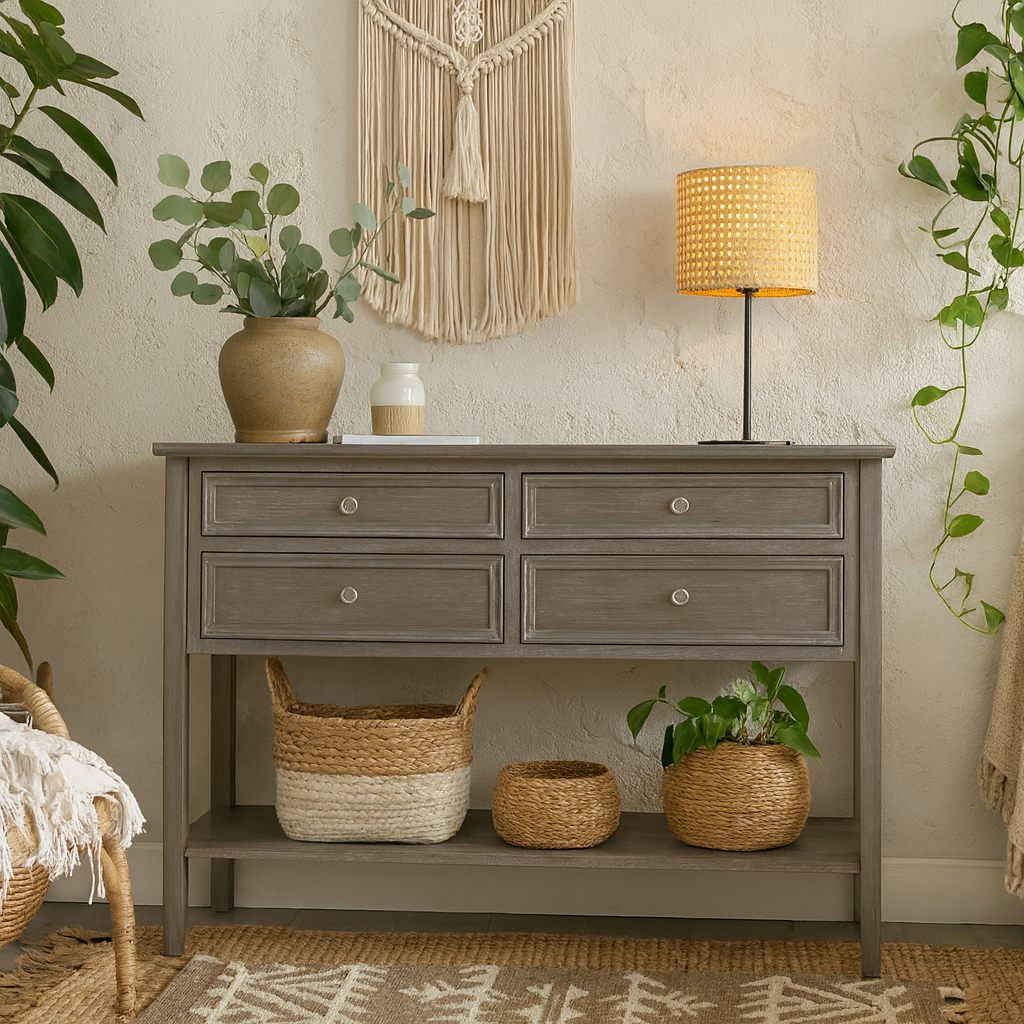 Laurelbrook Two Over Two Console 4 Drawers Bottom Shelf