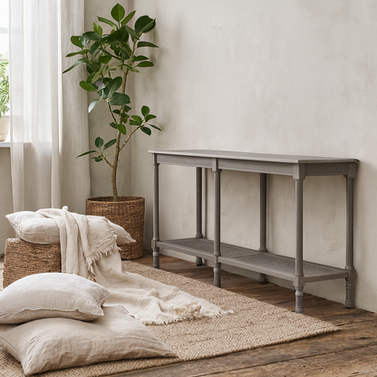Laurelbrook Large Console Table Rattan Shelf