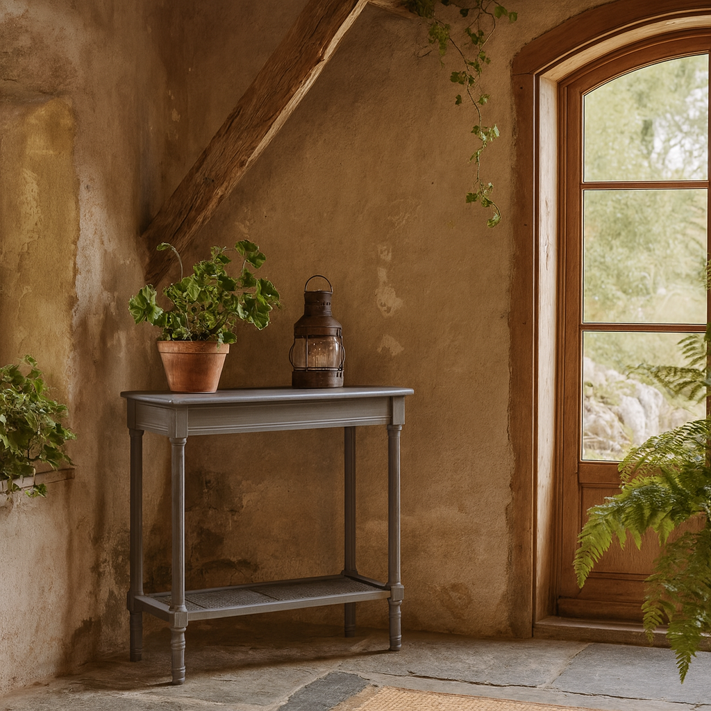 Laurelbrook Console Table Rattan Bottom Shelf