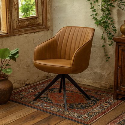 Arques Tan Brown Upholstered Chair with Armrest