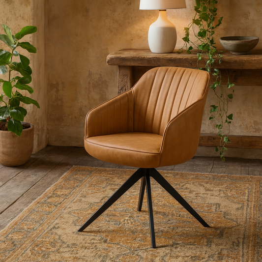 Arques Tan Brown Upholstered Chair with Armrest