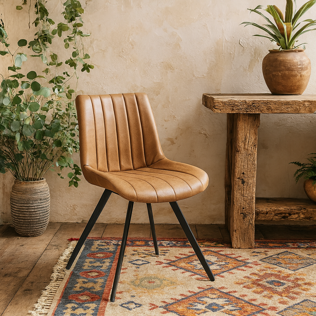 Arques Tan Brown Upholstered Swivel Dining Chair