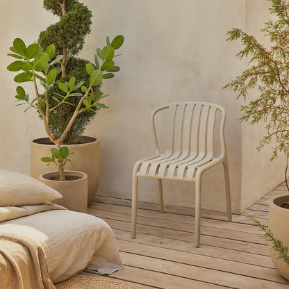 Ollioules Putty Grey Slatted Outdoor Dining Chair