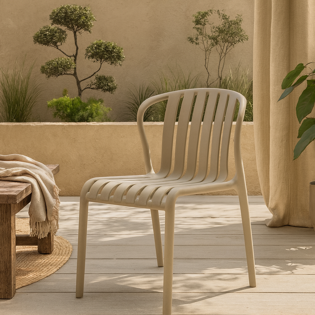 Ollioules Putty Grey Slatted Outdoor Dining Chair